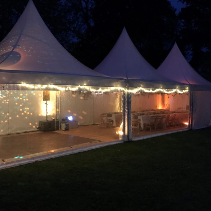 15m x 5m Triple peaked pagoda - fairy lights