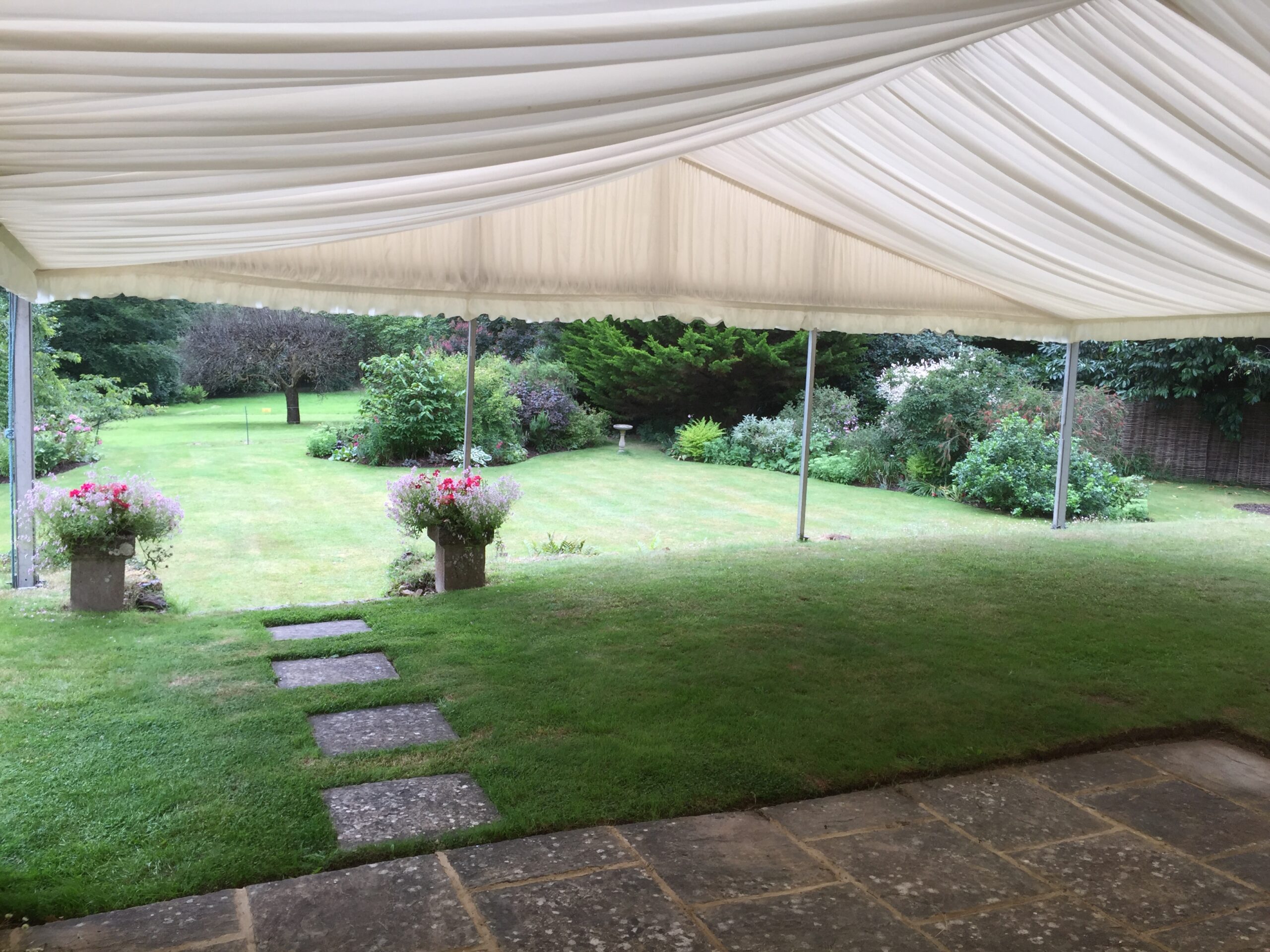 Frame awning interior
