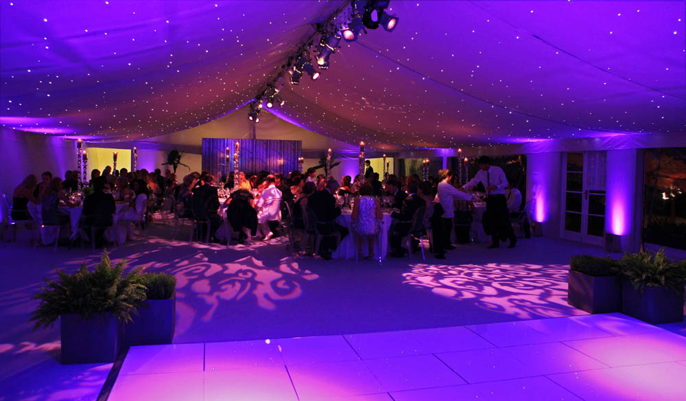 WhitedancefloorstarlightVioletGobos Four Seasons Marquees