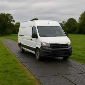 temporary trackway across a field